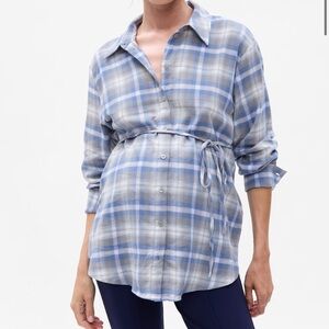Gap Maternity Tie-Waist Plaid Shirt
